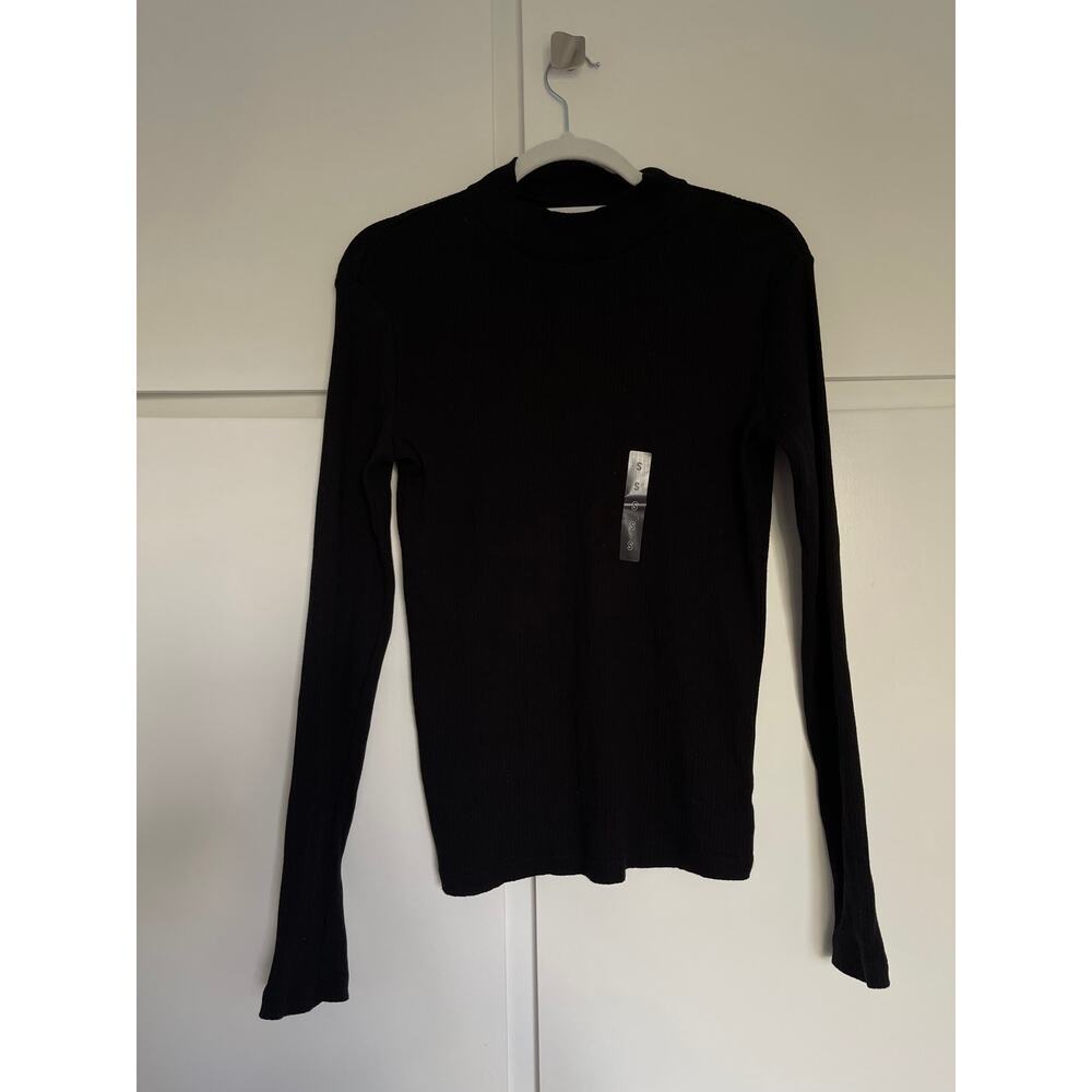 Uniqlo — Black Ribbed High Neck T-Shirt Long Sleeve — Women's Size Small NWT NEW - Picture 3 of 16